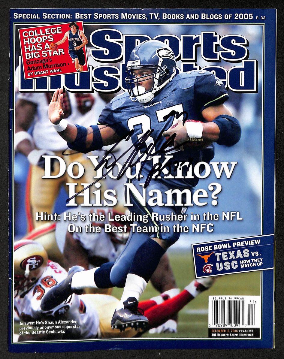 Shaun Alexander Signed 2005 Sports Illustrated Newsstand No Label  JSA 212947