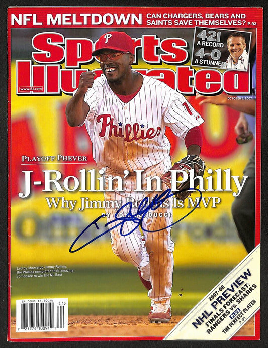 Jimmy Rollins Signed 2007 Sports Illustrated Newsstand No Label  JSA 212966