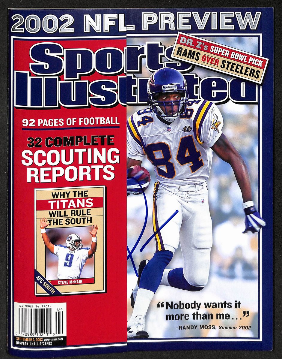Randy Moss HOF Signed 2002 Sports Illustrated Newsstand No Label 1st Cover JSA
