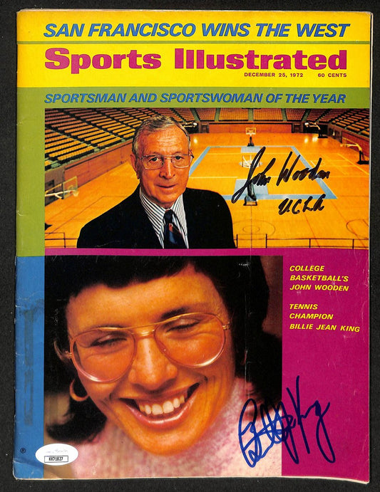 John Wooden & Billie Jean King Signed 1972 Sports Illustrated UCLA JSA 212977
