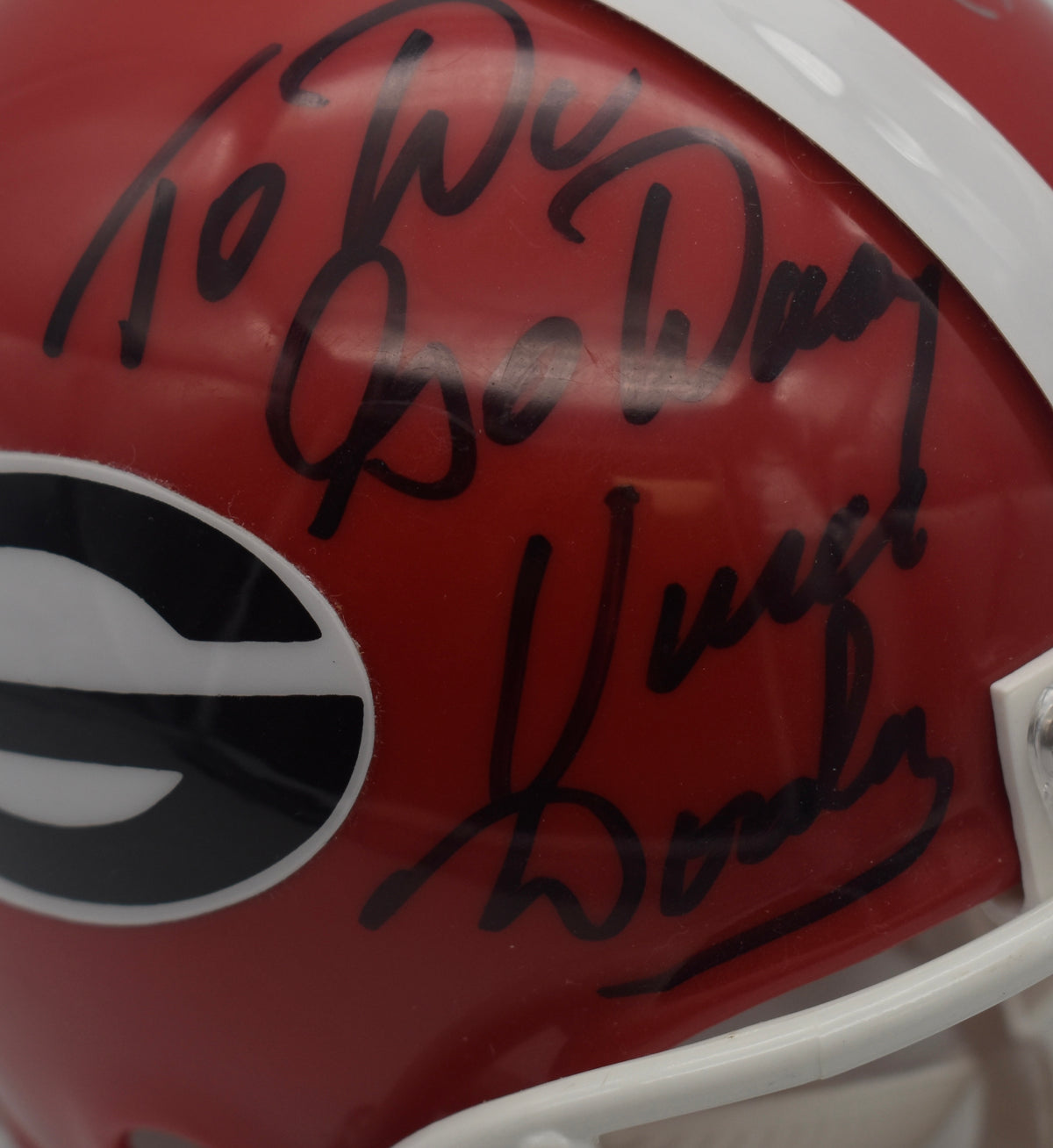 Larry Munson Announcer Georgia Signed/Inscribed Mini Football Helmet JSA 212250