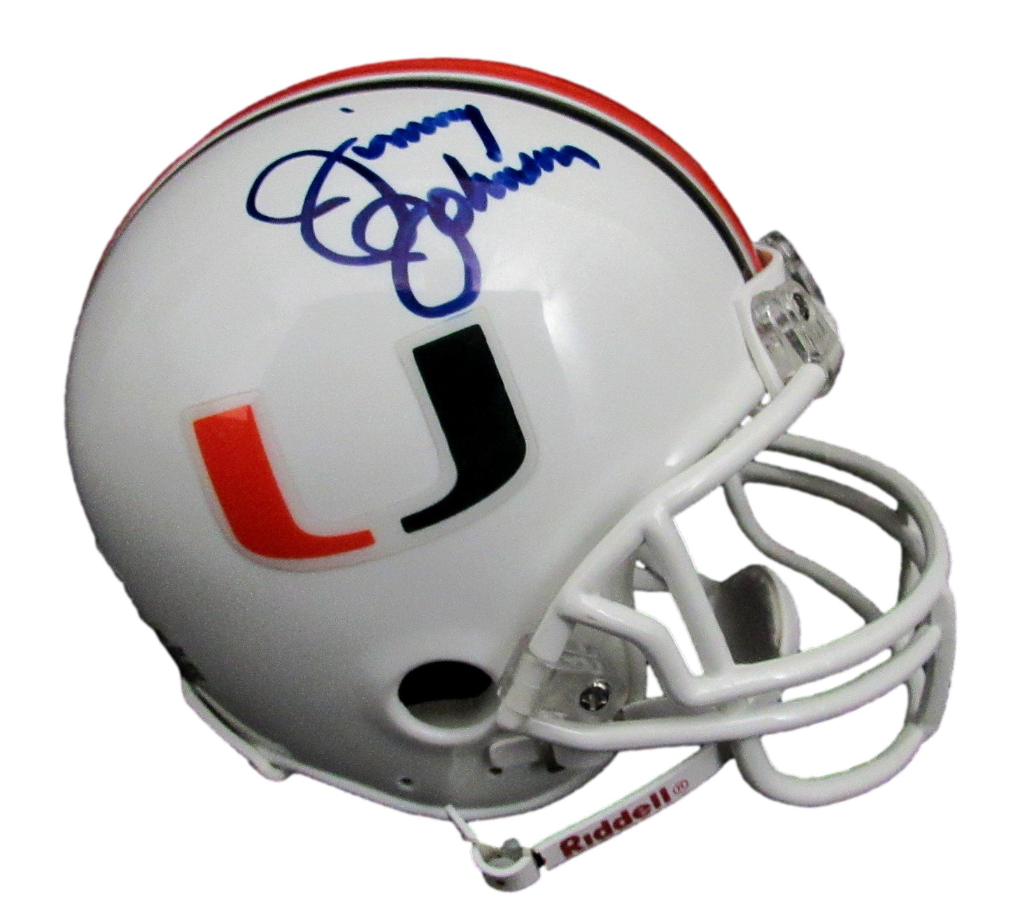 Jimmy Johnston Signed/Auto Univ of Miami Mini Football Helmet Beckett 213347