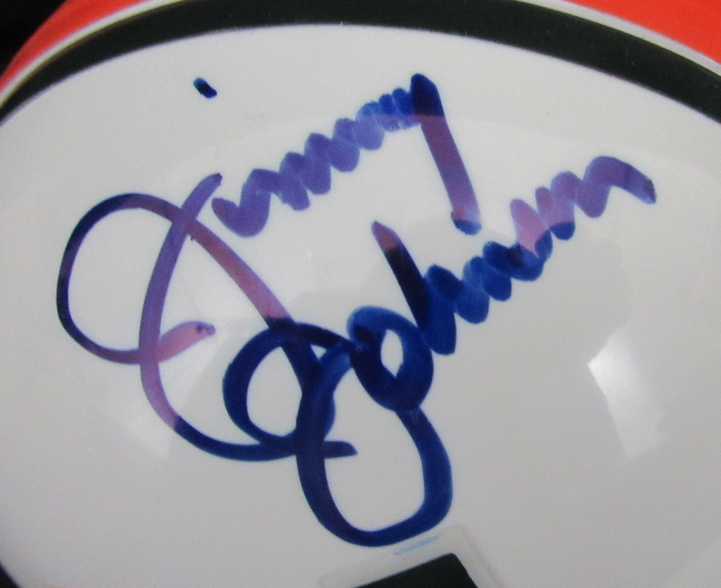 Jimmy Johnston Signed/Auto Univ of Miami Mini Football Helmet Beckett 213347