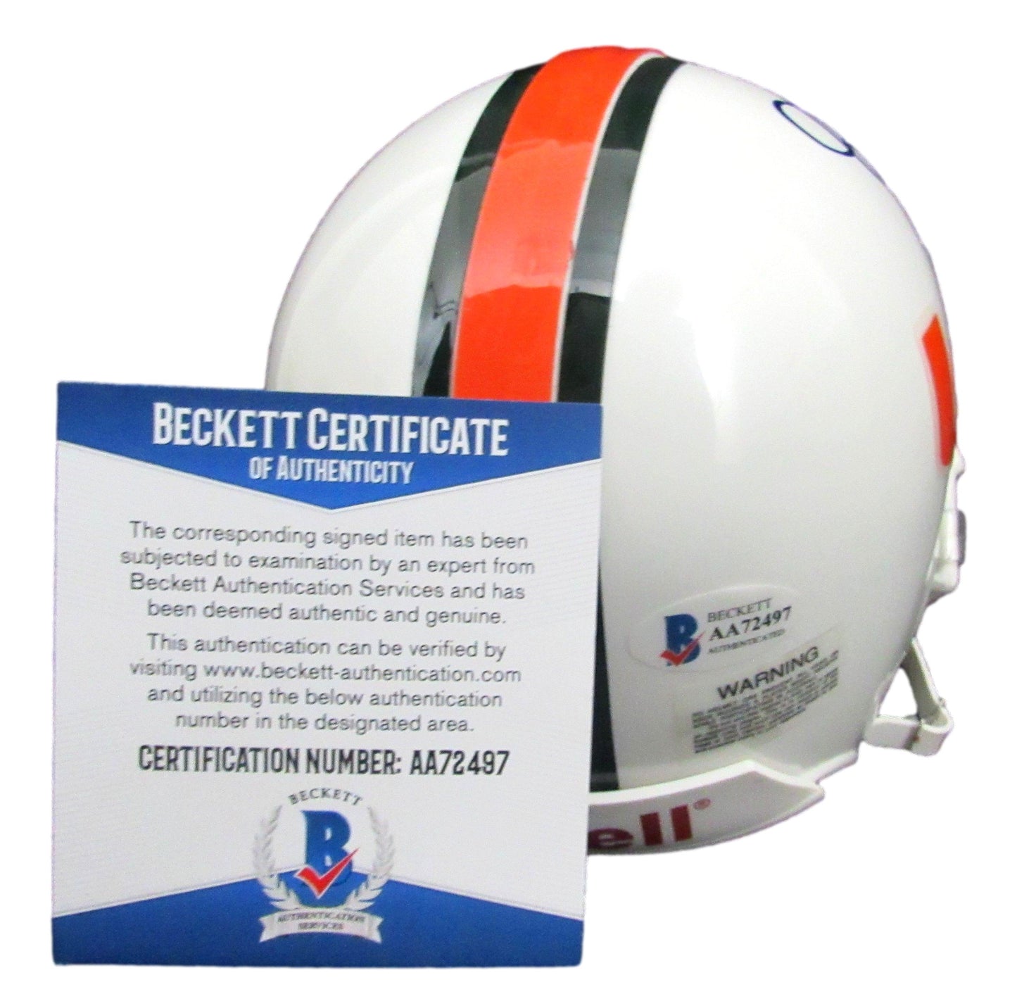 Jimmy Johnston Signed/Auto Univ of Miami Mini Football Helmet Beckett 213347