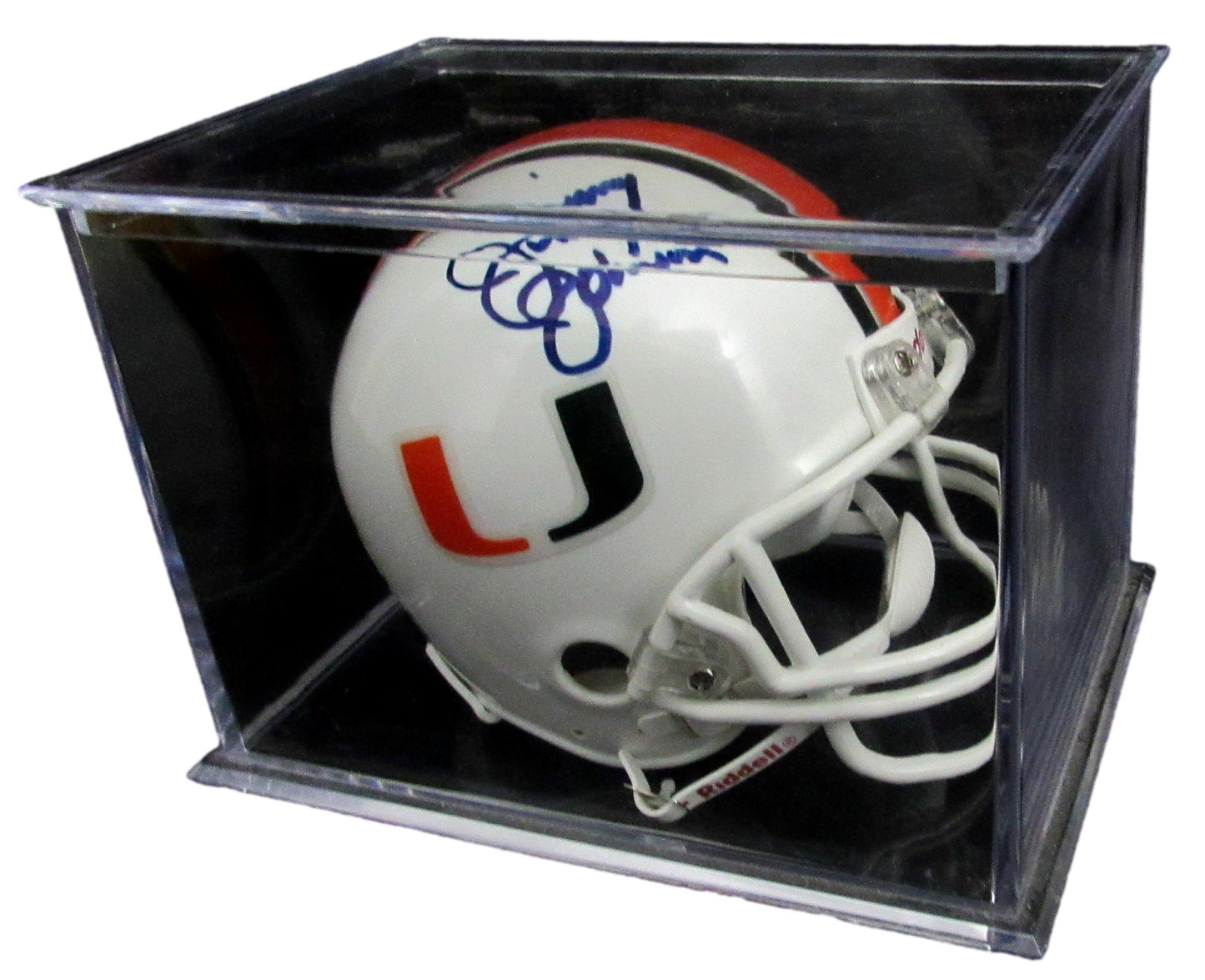 Jimmy Johnston Signed/Auto Univ of Miami Mini Football Helmet Beckett 213347