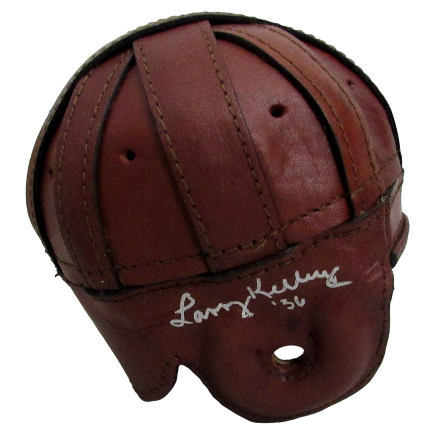 Larry Kelley HOF Signed/Inscribed Yale Mini Leather Football Helmet JSA 213362
