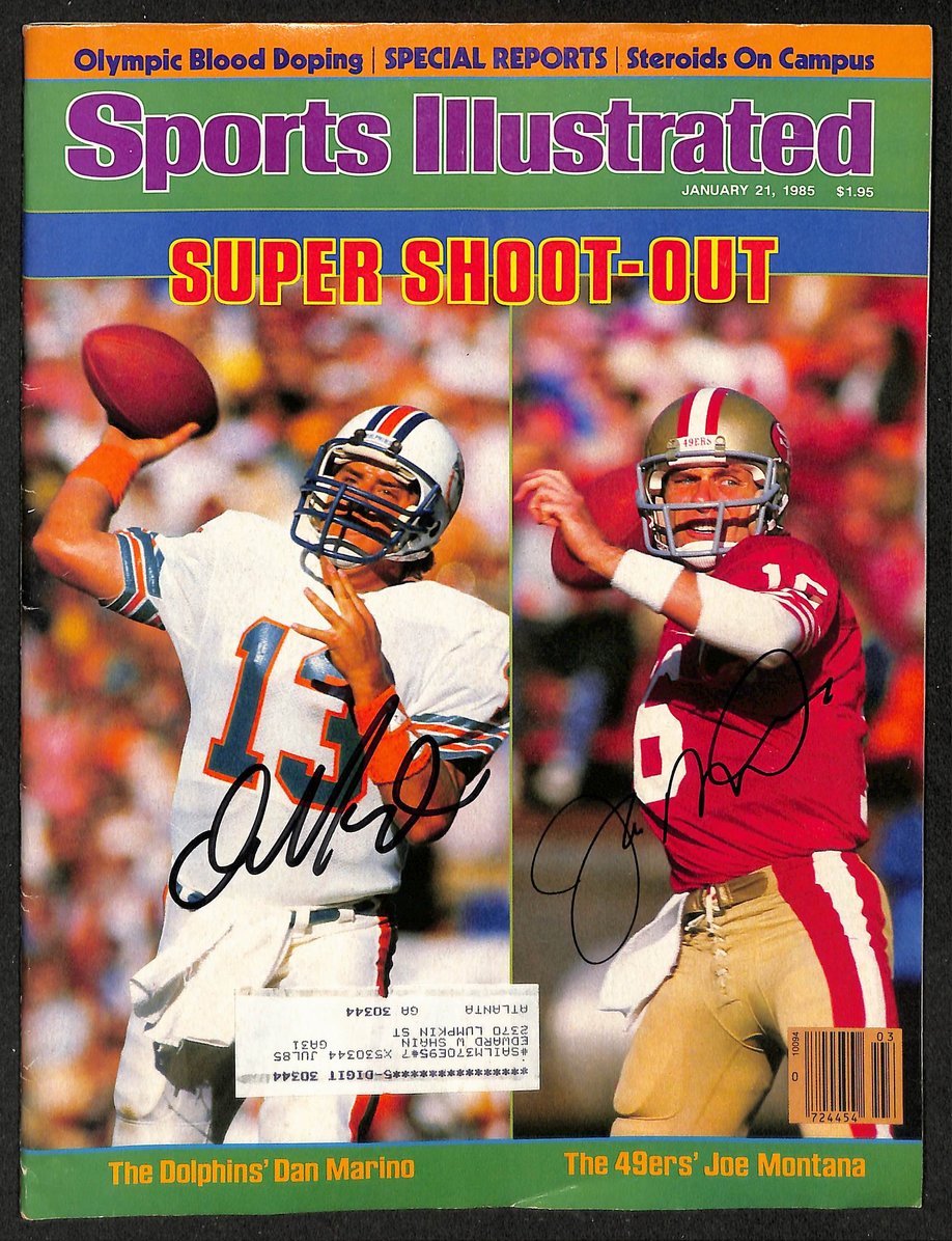 Dan Marino & Joe Montana HOF Signed 1985 Sports Illustrated 49ers JSA 212997