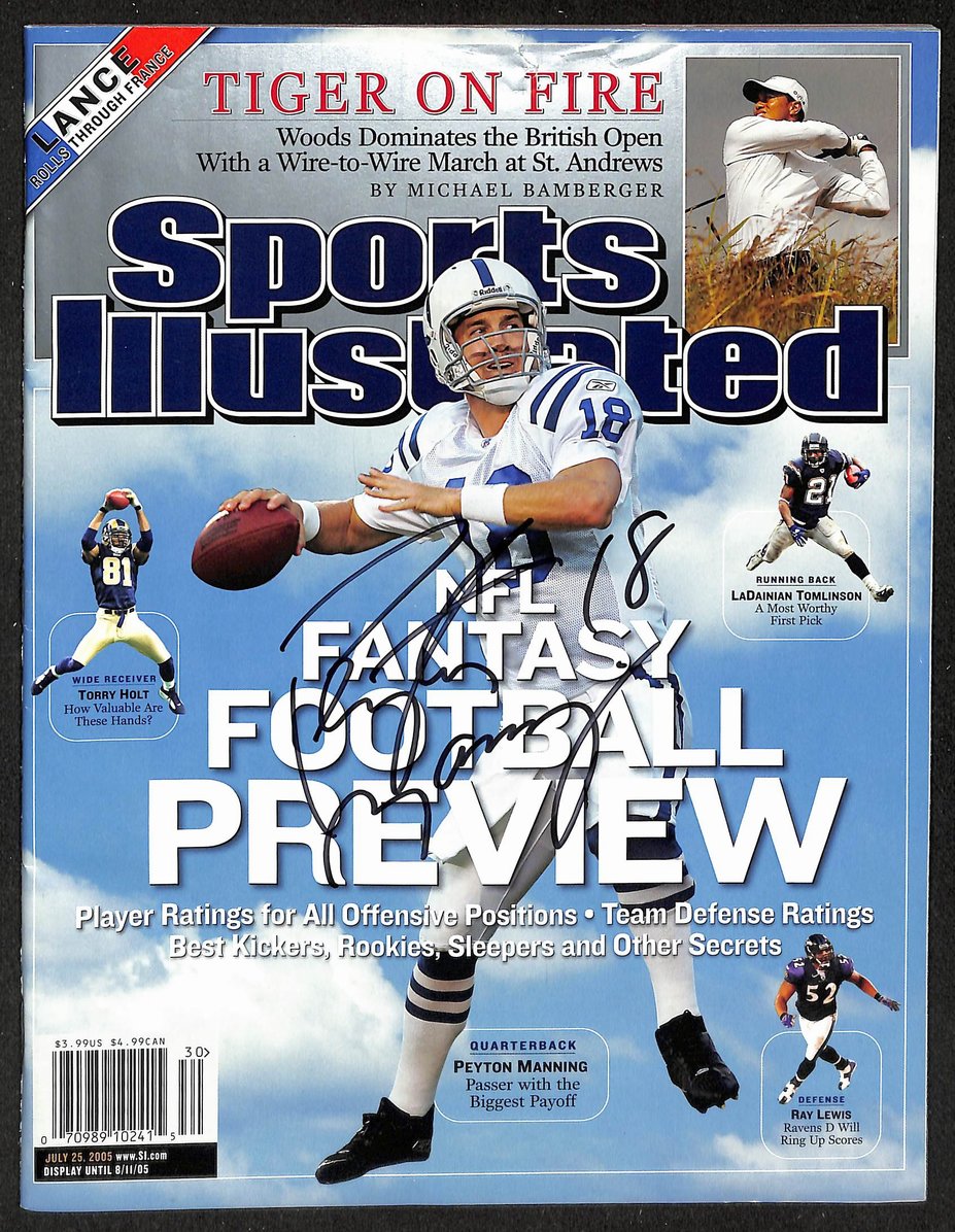 Peyton Manning HOF Signed 2005 Sports Illustrated No Label Colts JSA 213021
