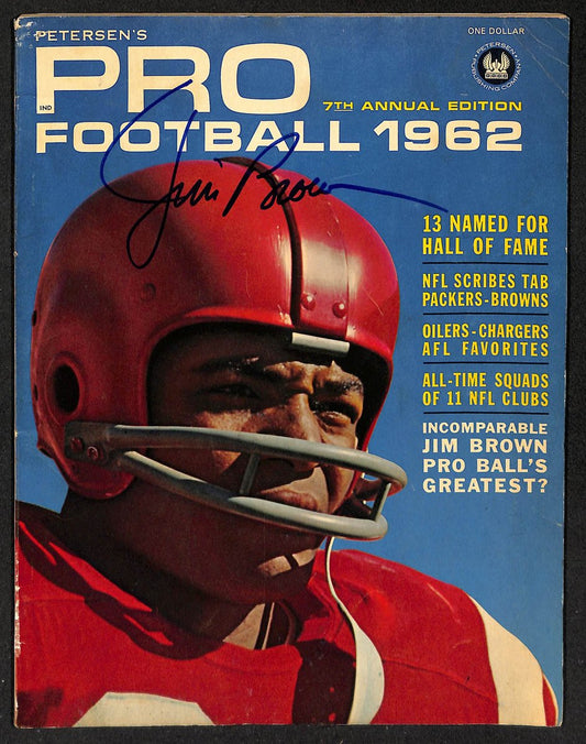 Jim Brown HOF Signed/Autographed 1962 Petersons Pro Football Magazine JSA 212992