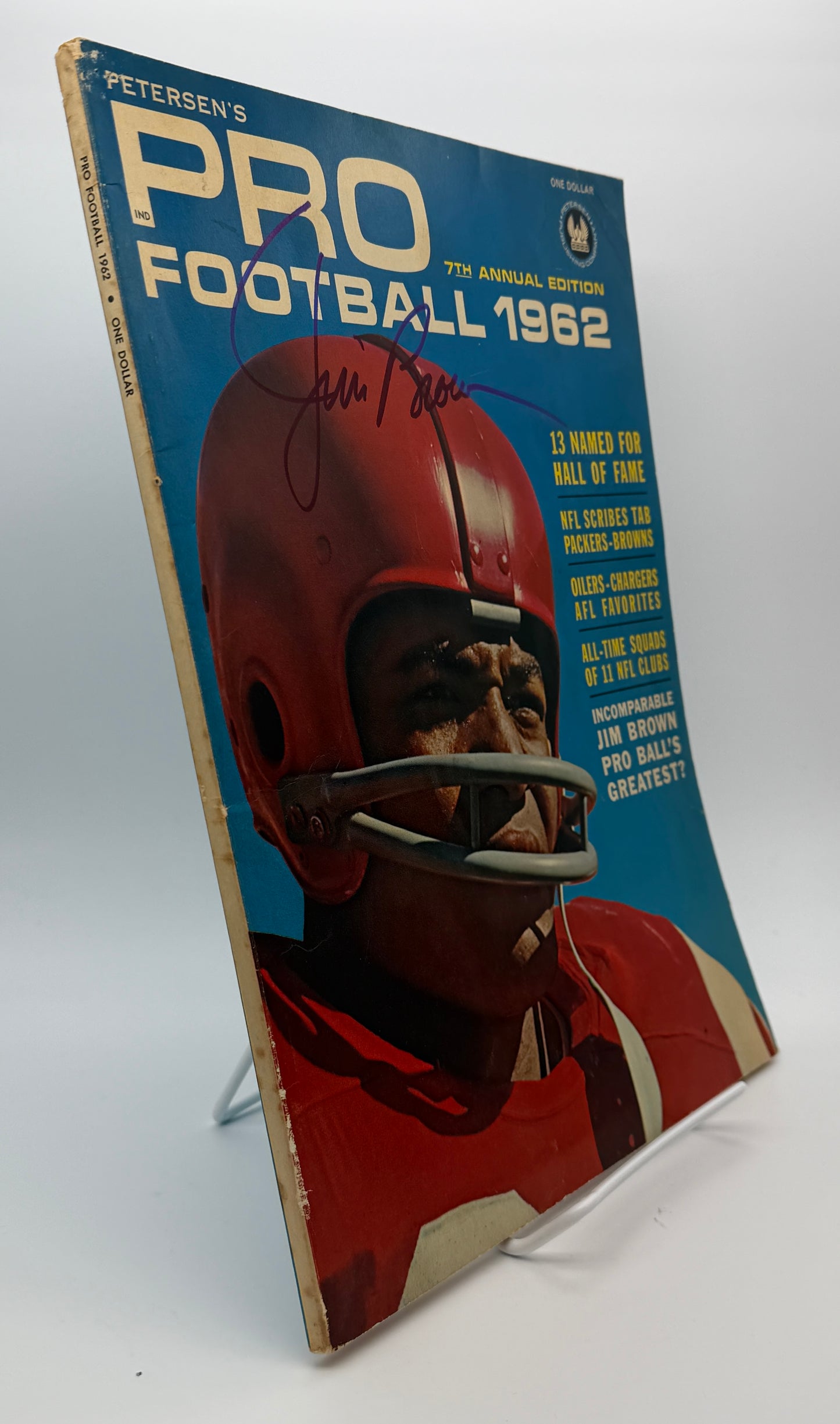Jim Brown HOF Signed/Autographed 1962 Petersons Pro Football Magazine JSA 212992
