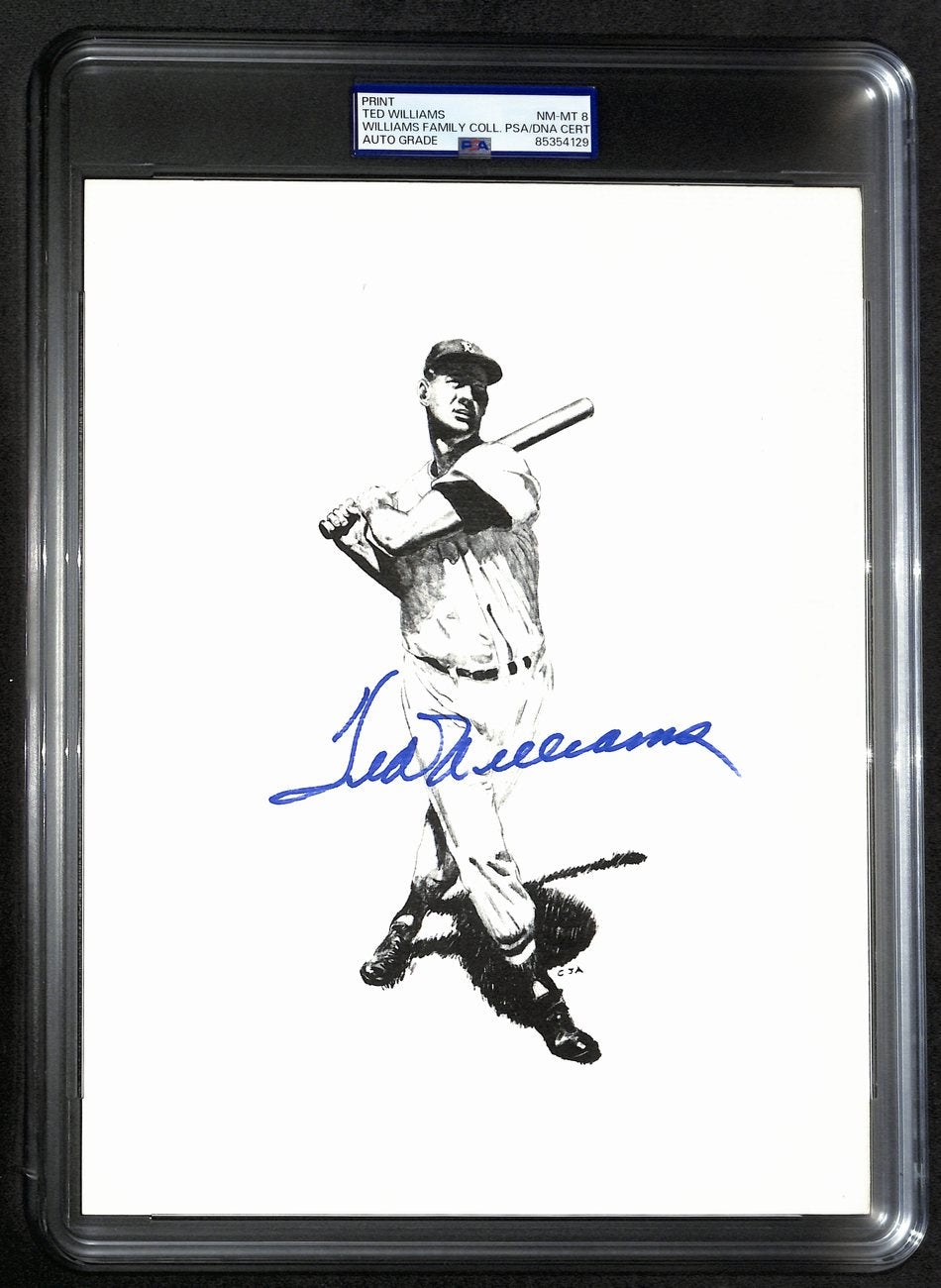 Ted Williams Signed/Auto 8x10 Photo/Print Red Sox PSA/DNA Slabbed 193028