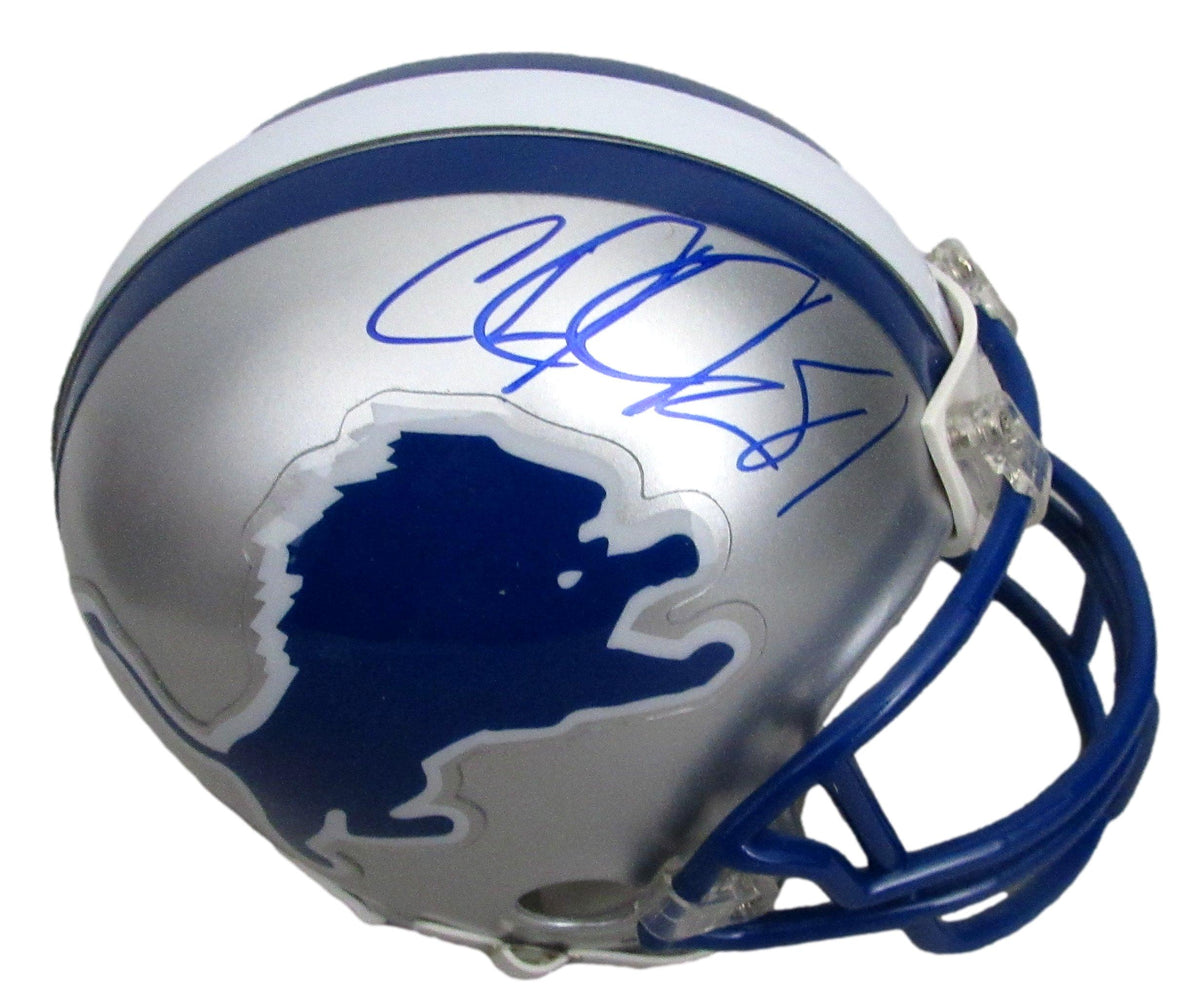 Calvin Johnson HOF/Golden Tate Signed/Auto Lions Mini Football Helmet JSA 213364
