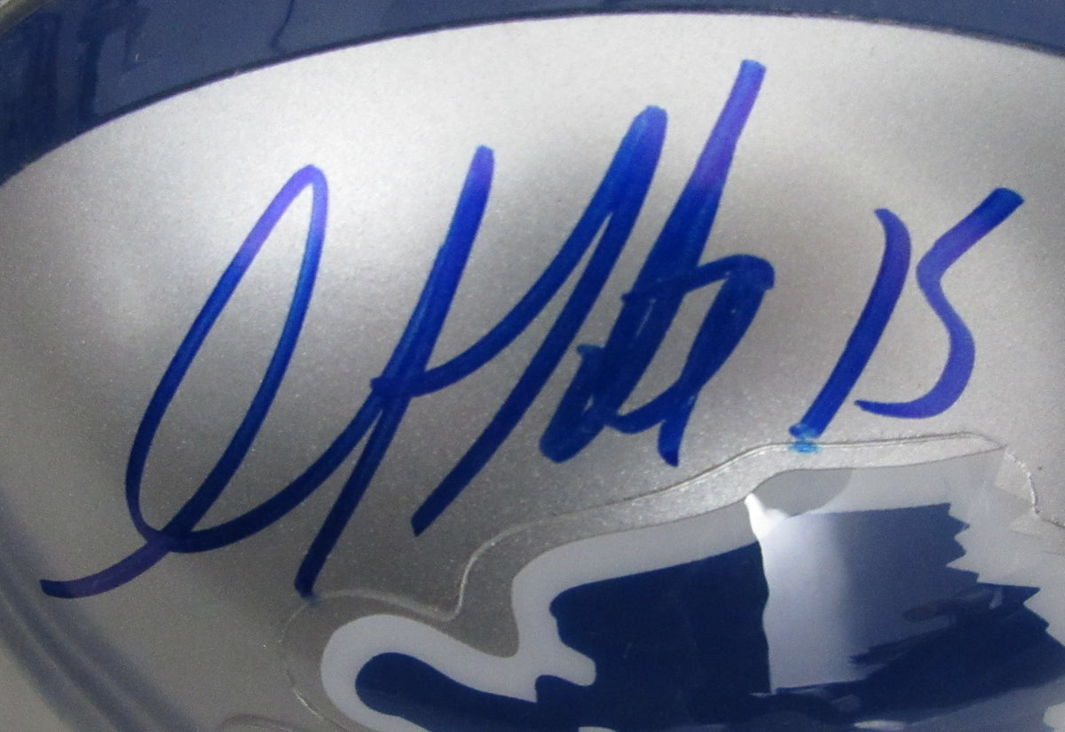 Calvin Johnson HOF/Golden Tate Signed/Auto Lions Mini Football Helmet JSA 213364