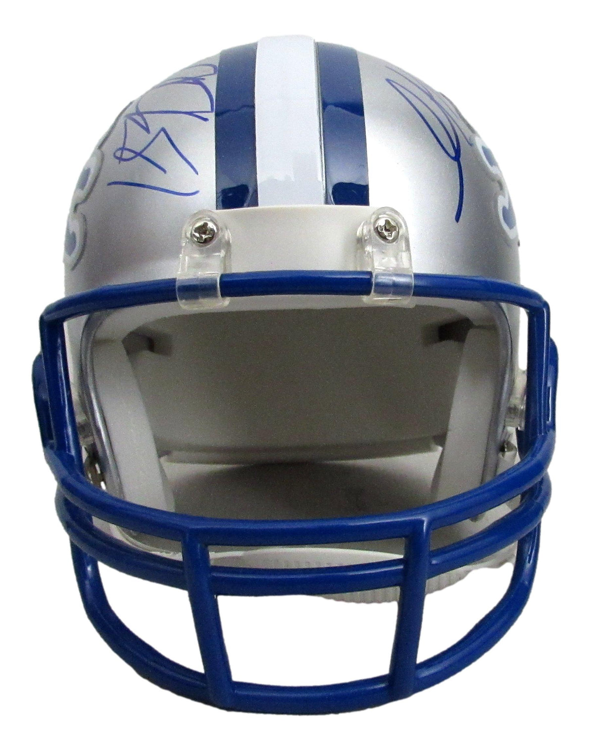 Calvin Johnson HOF/Golden Tate Signed/Auto Lions Mini Football Helmet JSA 213364