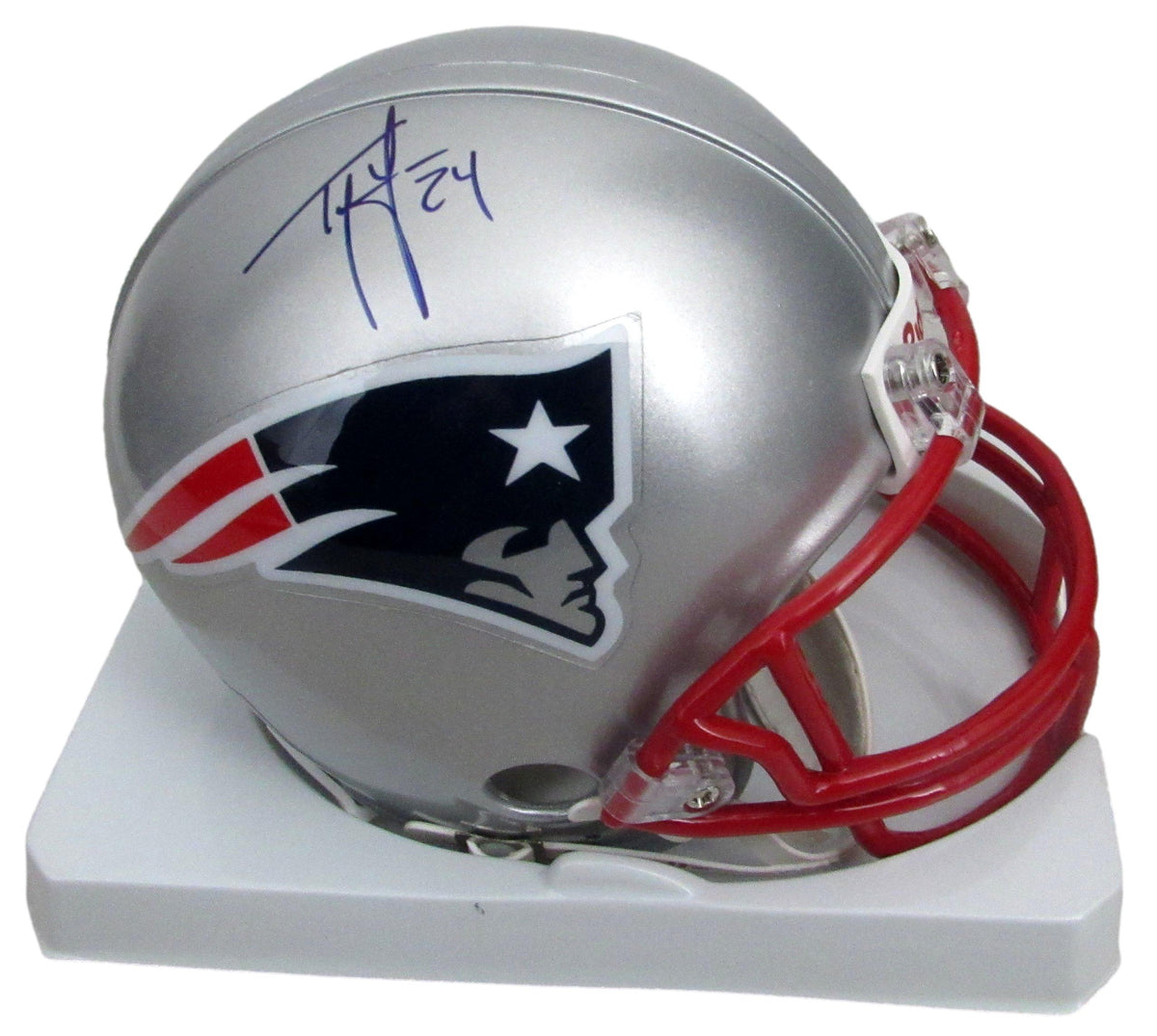 Ty Law HOF Signed/Autographed Patriots Mini Football Helmet Beckett 213366