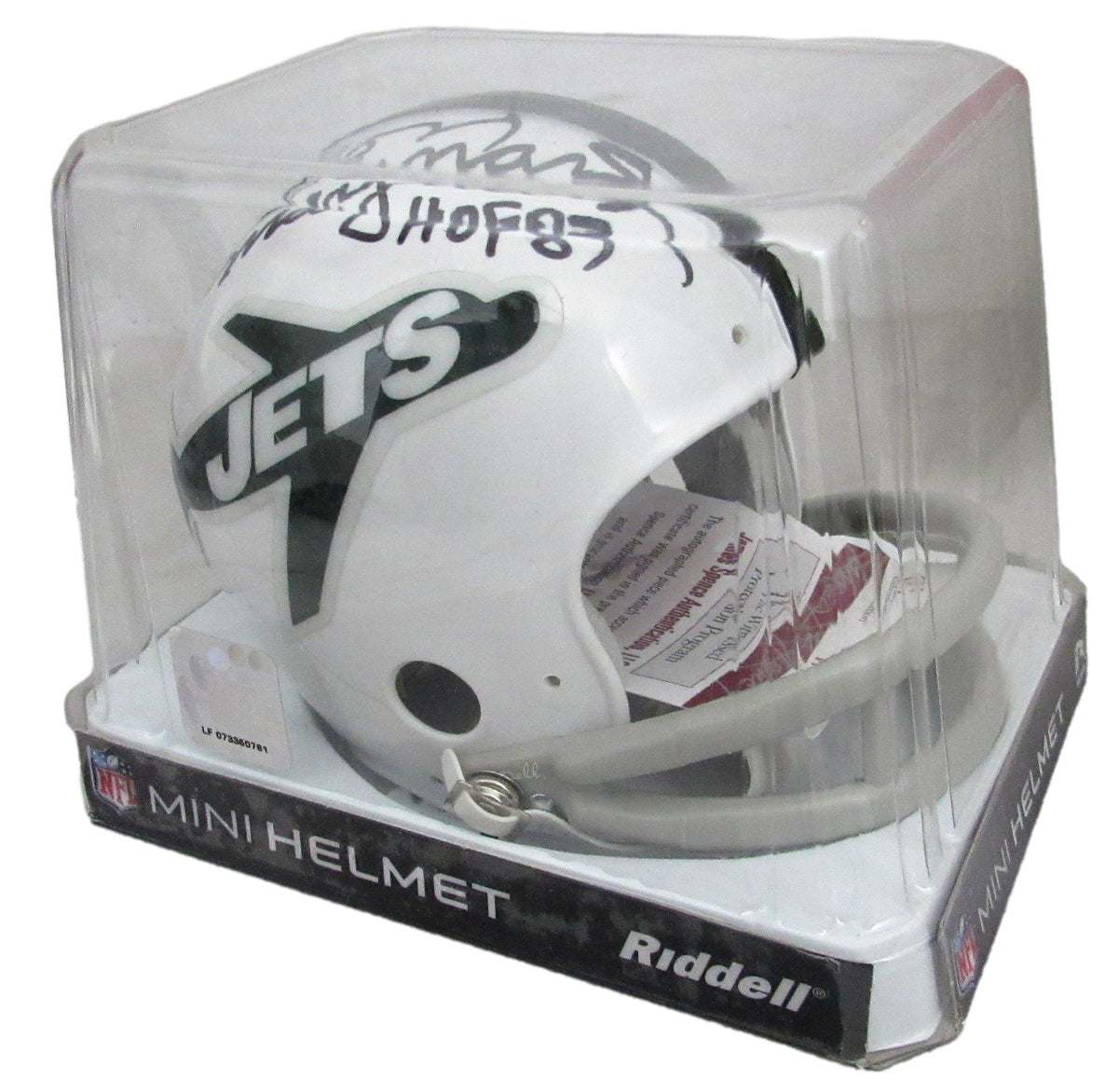Don Maynard HOF Signed/Inscribed New York Jets Mini Football Helmet JSA 213370