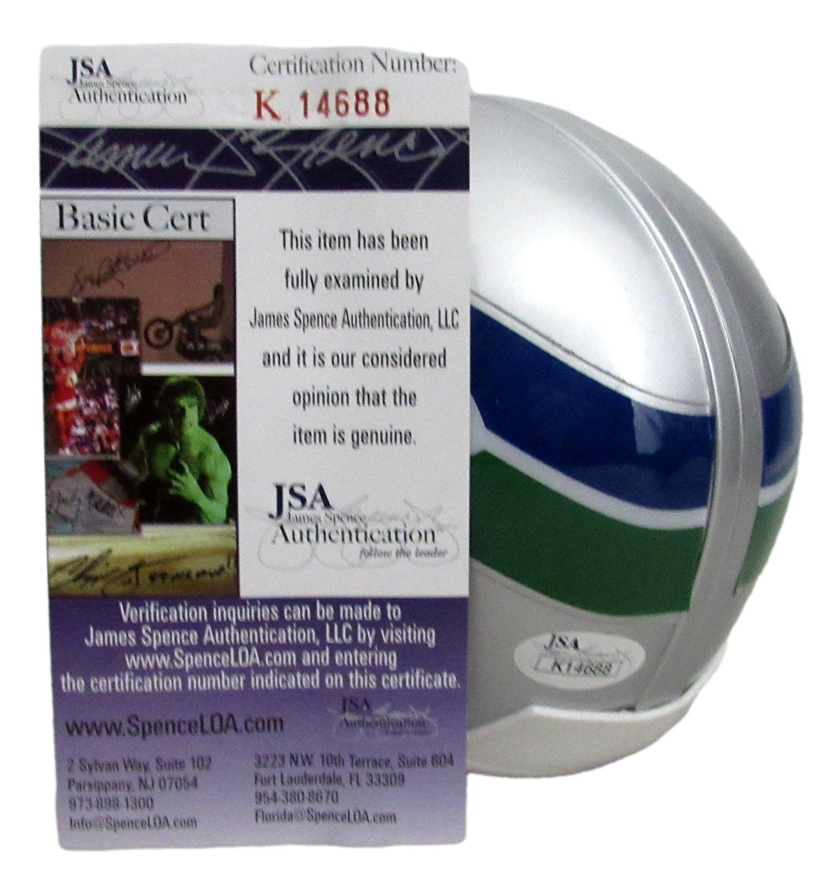 Steve Largent HOF Signed/Autographed Seahawks Mini Football Helmet JSA 213375