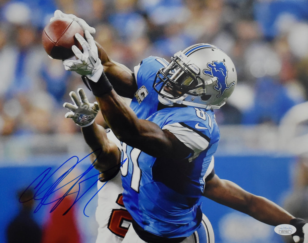 Calvin Johnson HOF Signed/Autographed 11x14 Photo Lions JSA 213605