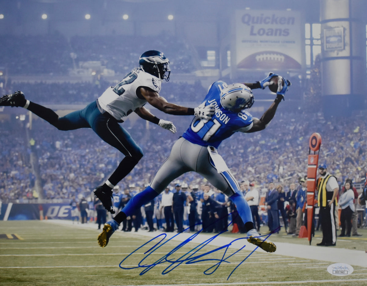 Calvin Johnson HOF Signed/Autographed 11x14 Photo Lions JSA 213606