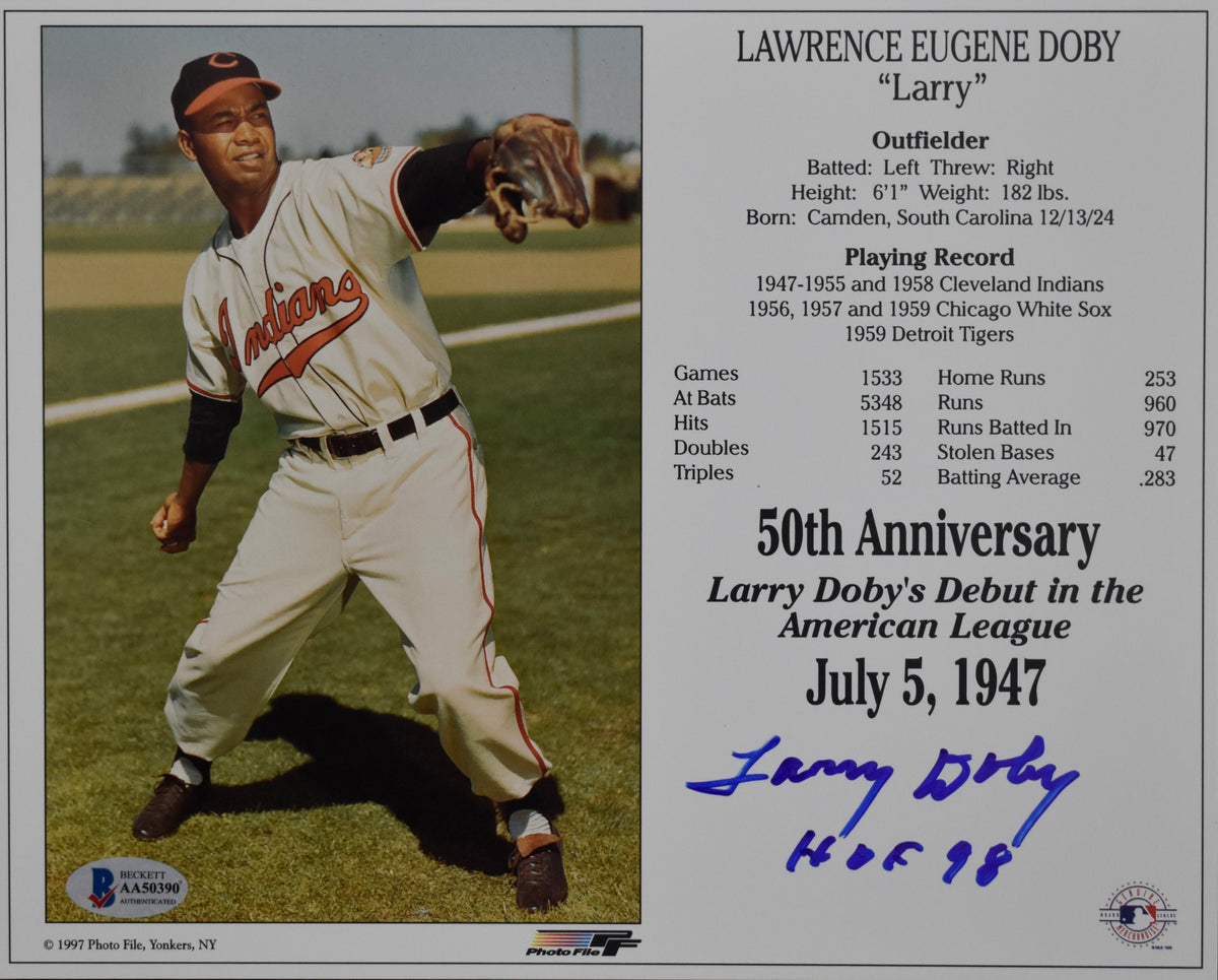 Larry Doby HOF Signed/Autographed 8x10 Photo Indians BAS 213623
