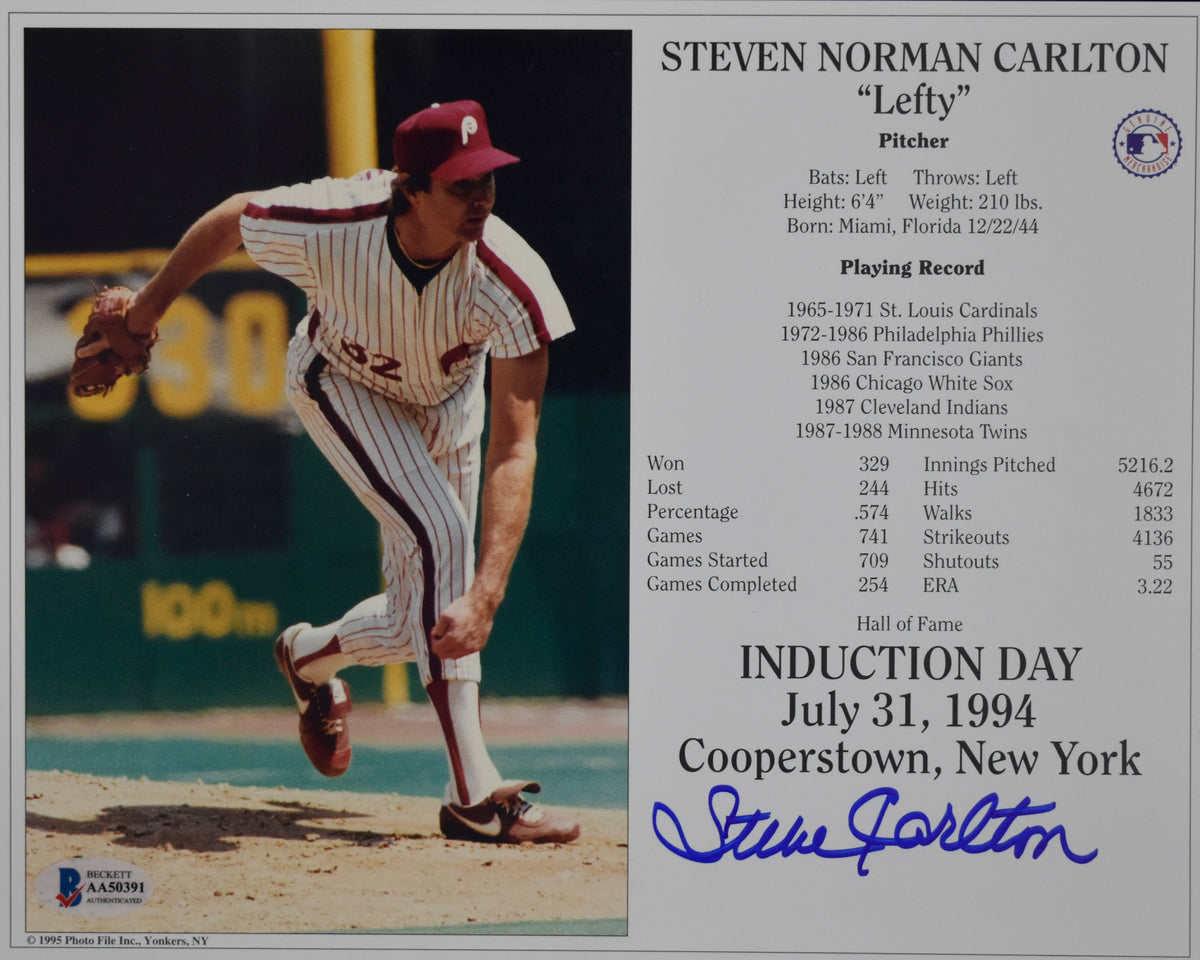 Steve Carlton HOF Signed/Autographed 8x10 Photo Phillies BAS 213624