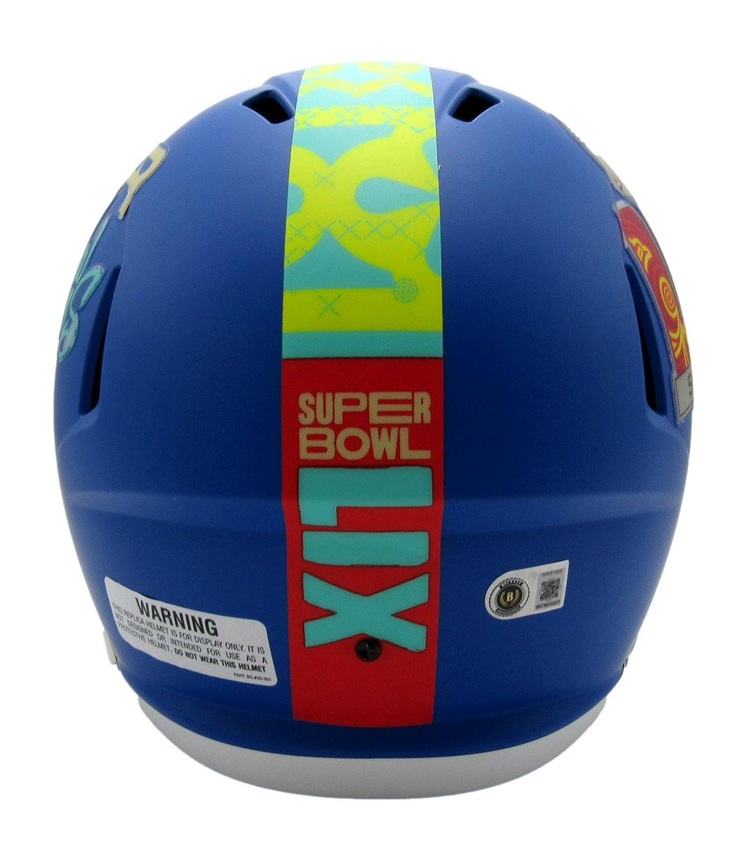 DeVonta Smith Eagles Signed Full Size SB LIX Logo Replica Helmet Beckett 13382