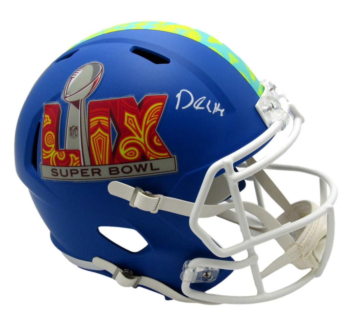 DeVonta Smith Eagles Signed Full Size SB LIX Logo Replica Helmet Beckett 13382