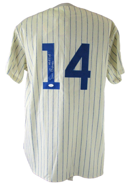 Ernie Banks HOF Signed Cubs Cooperstown Mitchell & Ness Jersey Sz 52 JSA 212698