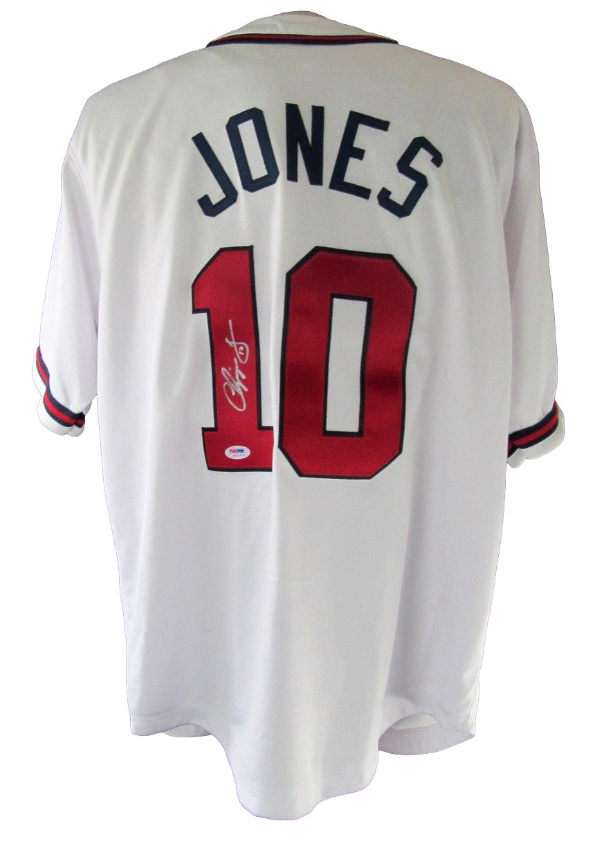 Chipper Jones HOF Signed/Autographed Braves Custom Jersey Sz XL PSA 212706