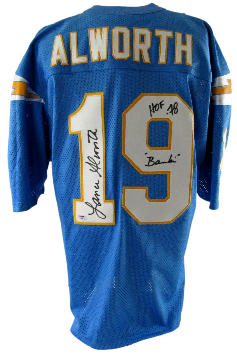 Lance Alworth HOF Signed & Inscribed Chargers Custom Jersey Sz 52 PSA 212743