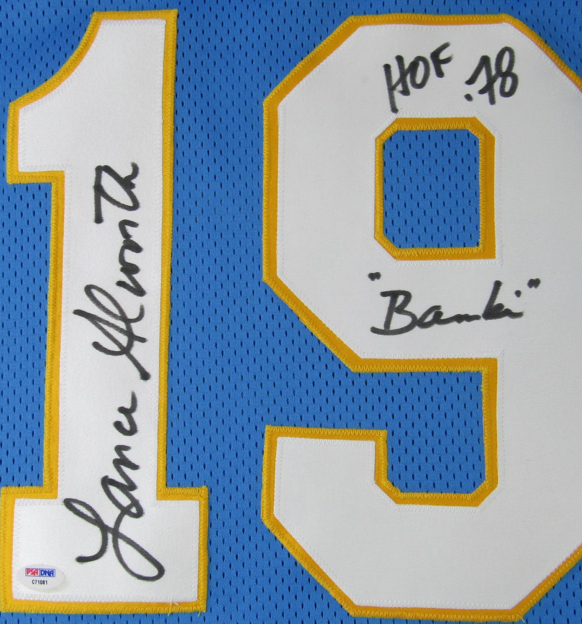 Lance Alworth HOF Signed & Inscribed Chargers Custom Jersey Sz 52 PSA 212743