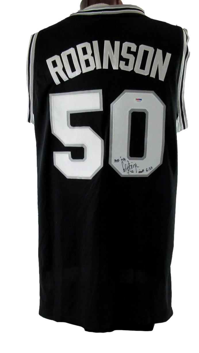 David Robinson HOF Signed & Inscribed Spurs Adidas Jersey Sz XL PSA 212746