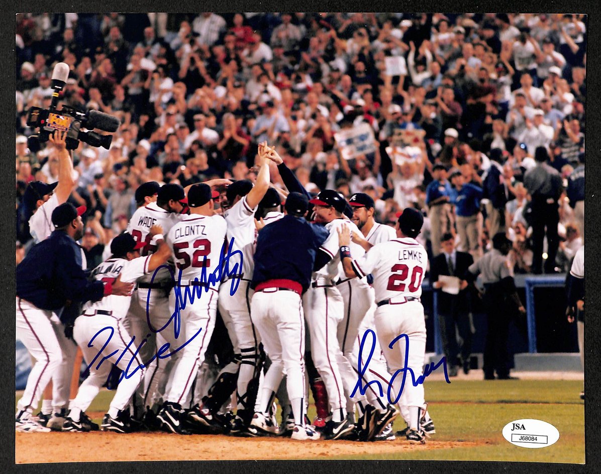 Maddux Smoltz Glavine HOF Signed/Autographed 8x10 Photo 1995 Braves JSA 213668