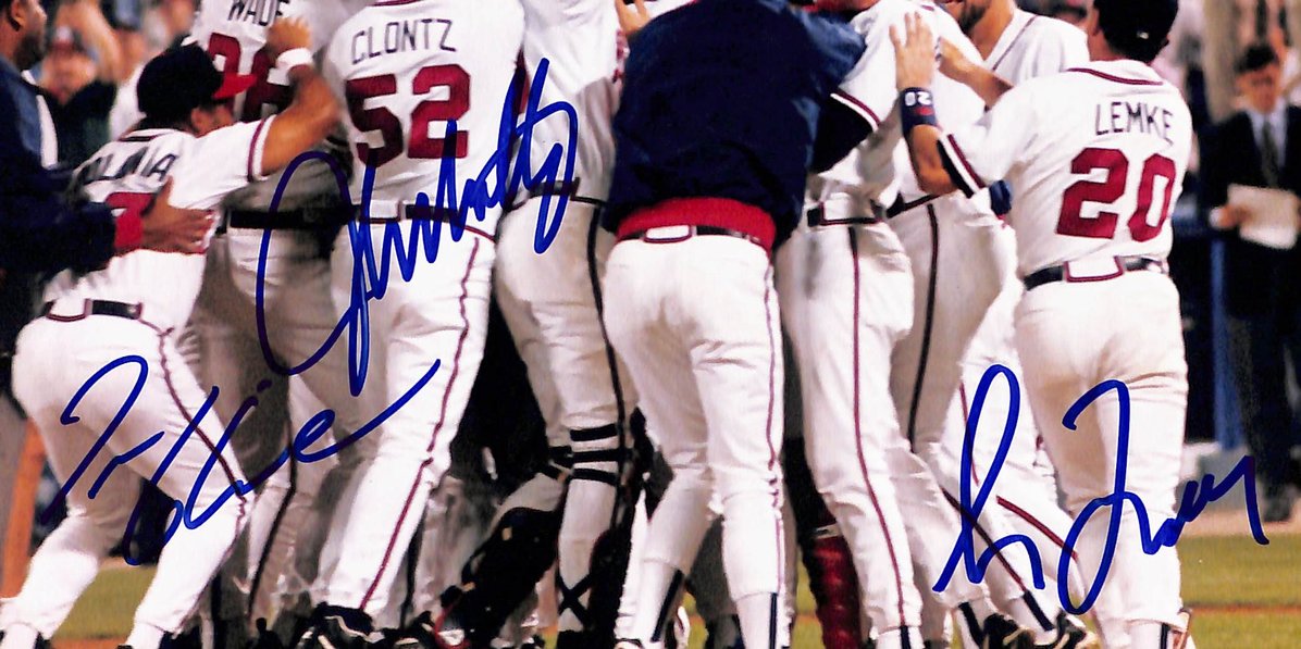Maddux Smoltz Glavine HOF Signed/Autographed 8x10 Photo 1995 Braves JSA 213668