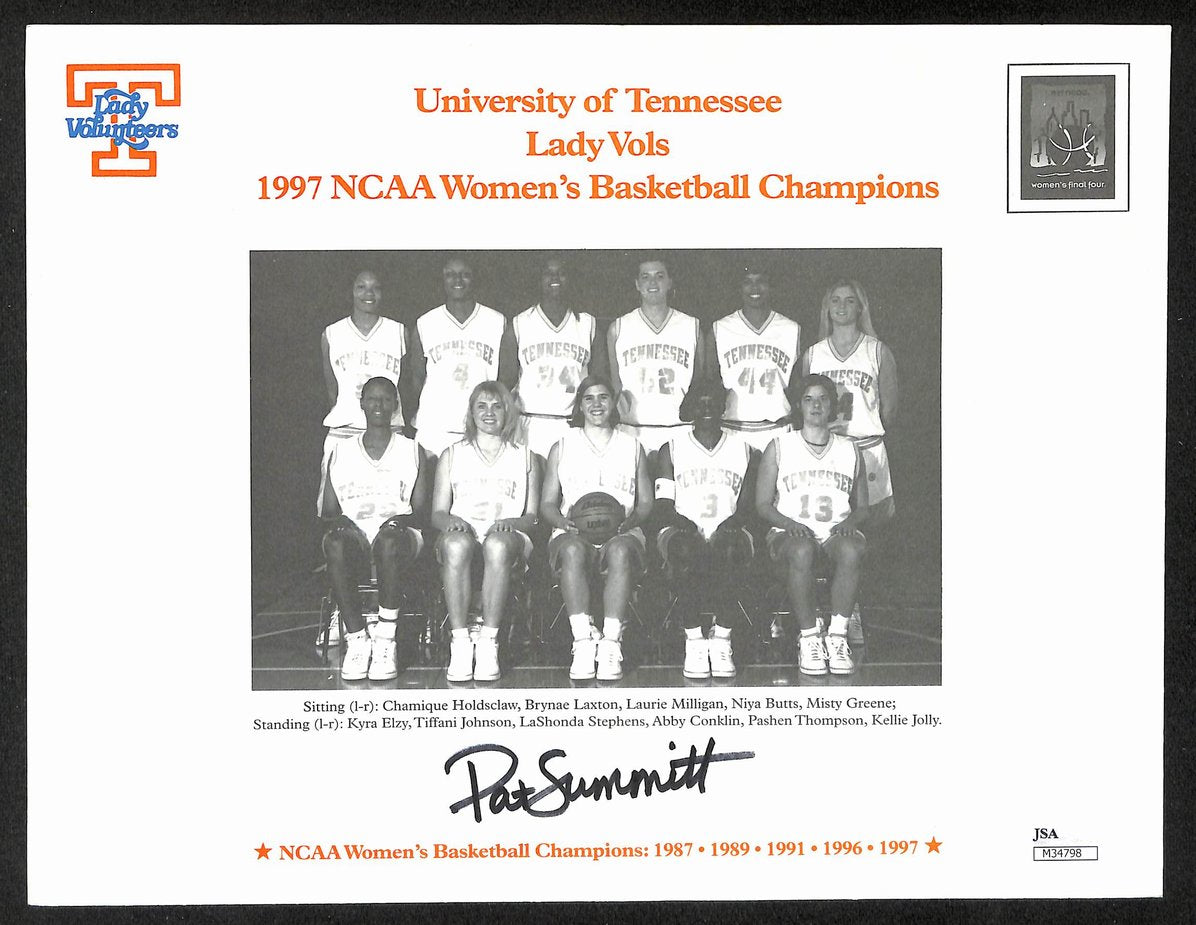 Pat Summitt HOF Signed/Autographed 8x10 Photo Tennessee Lady Vols JSA 213710