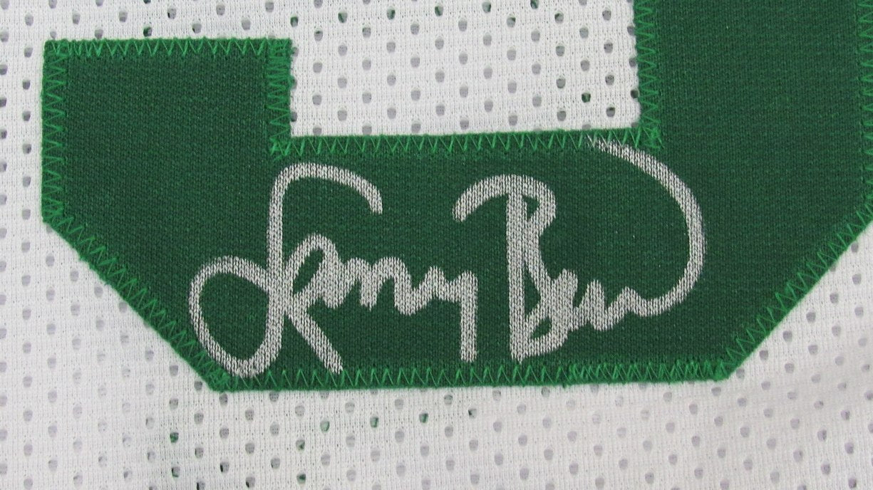 Larry Bird HOF Autographed White Custom Basketball Jersey Celtics JSA 182874