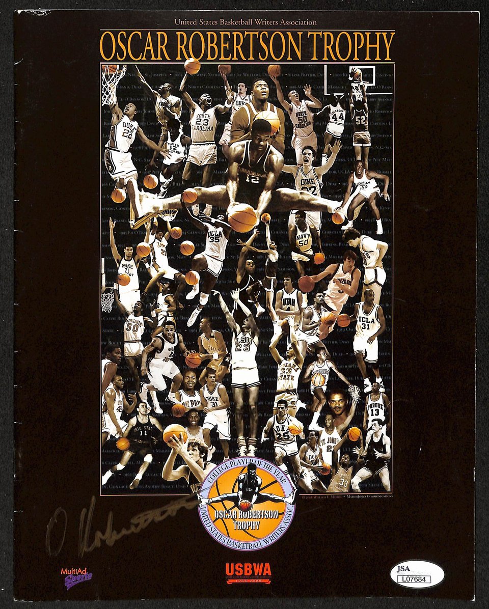 Oscar Robertson HOF Signed/Autographed USBWA POY Program JSA 213850