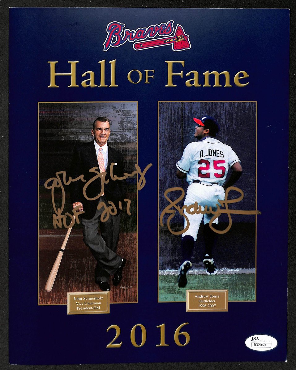 John Schuerholz & Andruw Jones Signed/Auto 2016 Braves HOF Program JSA 213855