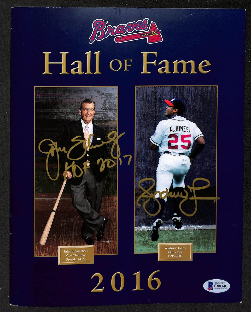 John Schuerholz & Andruw Jones Signed/Auto 2016 Braves HOF Program JSA 213862