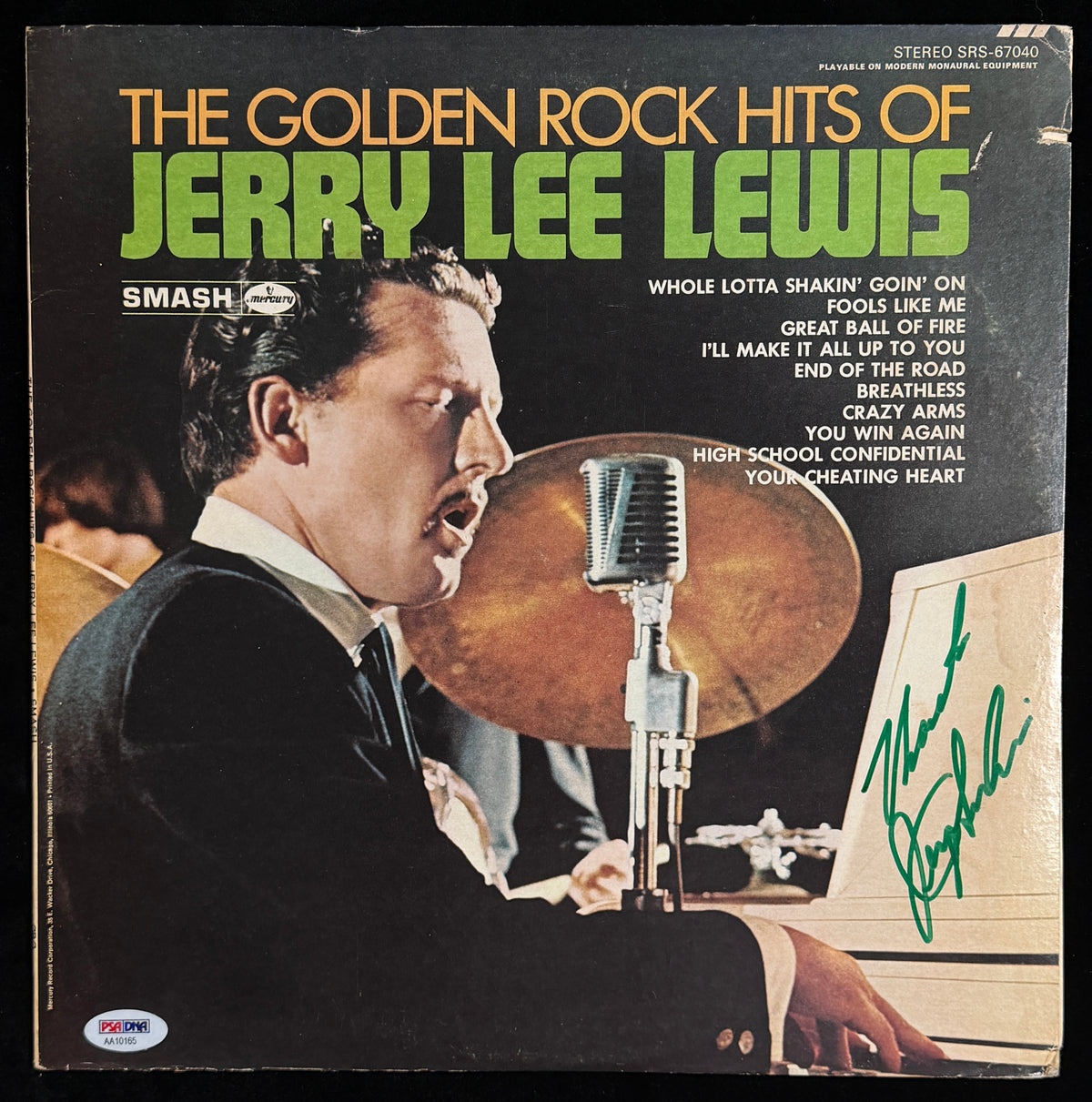 Jerry Lee Lewis Signed/Auto Golden Rock Hits Album LP Vinyl PSA/DNA 211368