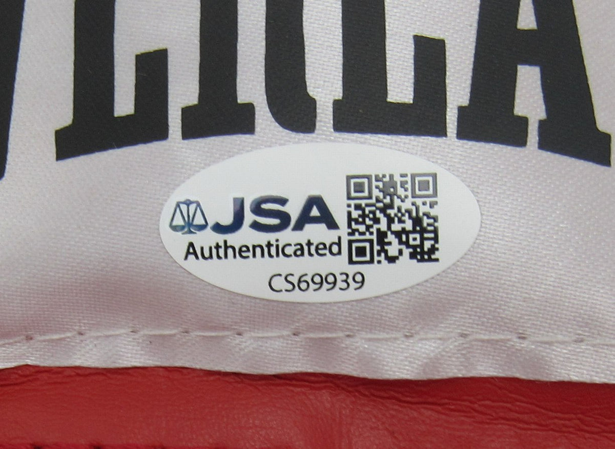 Evander Holyfield Signed/Inscribed Red Everlast Left Boxing Glove JSA  XHC162