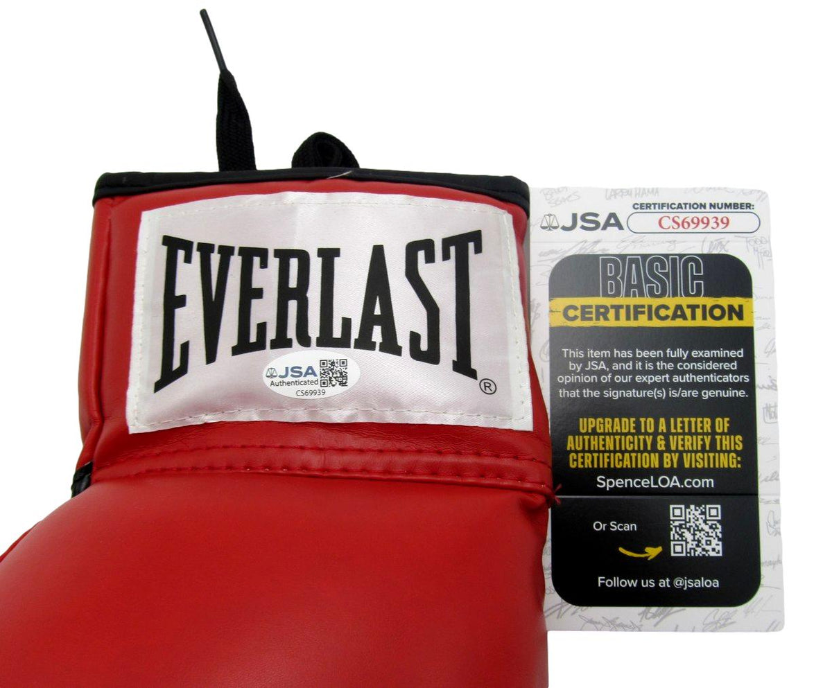 Evander Holyfield Signed/Inscribed Red Everlast Left Boxing Glove JSA  XHC162