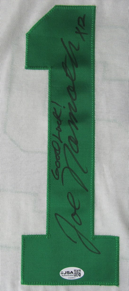 Joe Namath Signed/Inscr Mitchell & Ness Football Jersey w/ Crotch Strap Jets JSA
