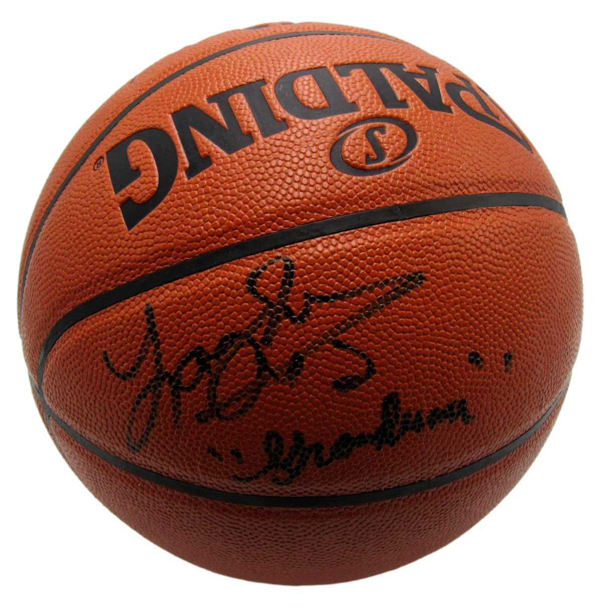 Larry Johnson Signed/Inscr Spalding NBA Basketball NY Knicks Steiner XHC159