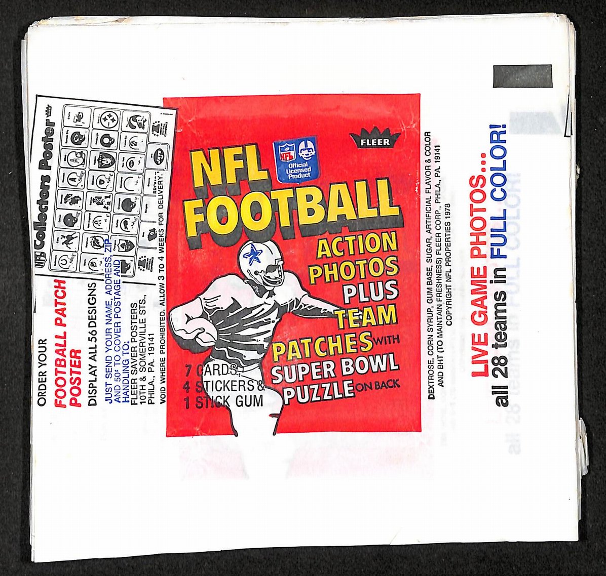 Lot of (87) 1978 Fleer NFL Football Wax Pack Wrappers 211378