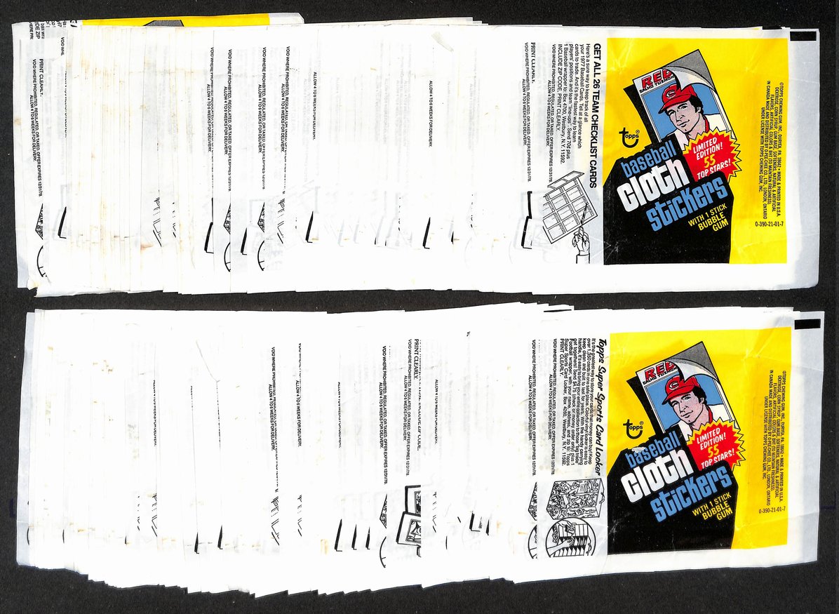 Lot of (273) 1977 Topps Baseball Stickers Wax Pack Wrappers Brett 211385