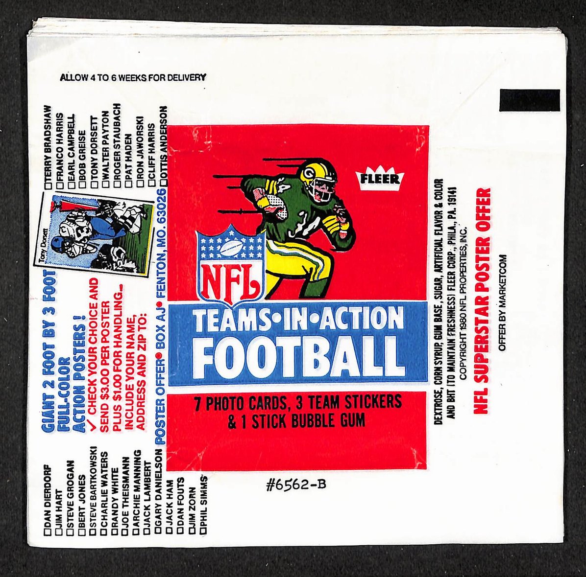 Lot of (63) 1980 Fleer NFL Football Wax Pack Wrappers 211387