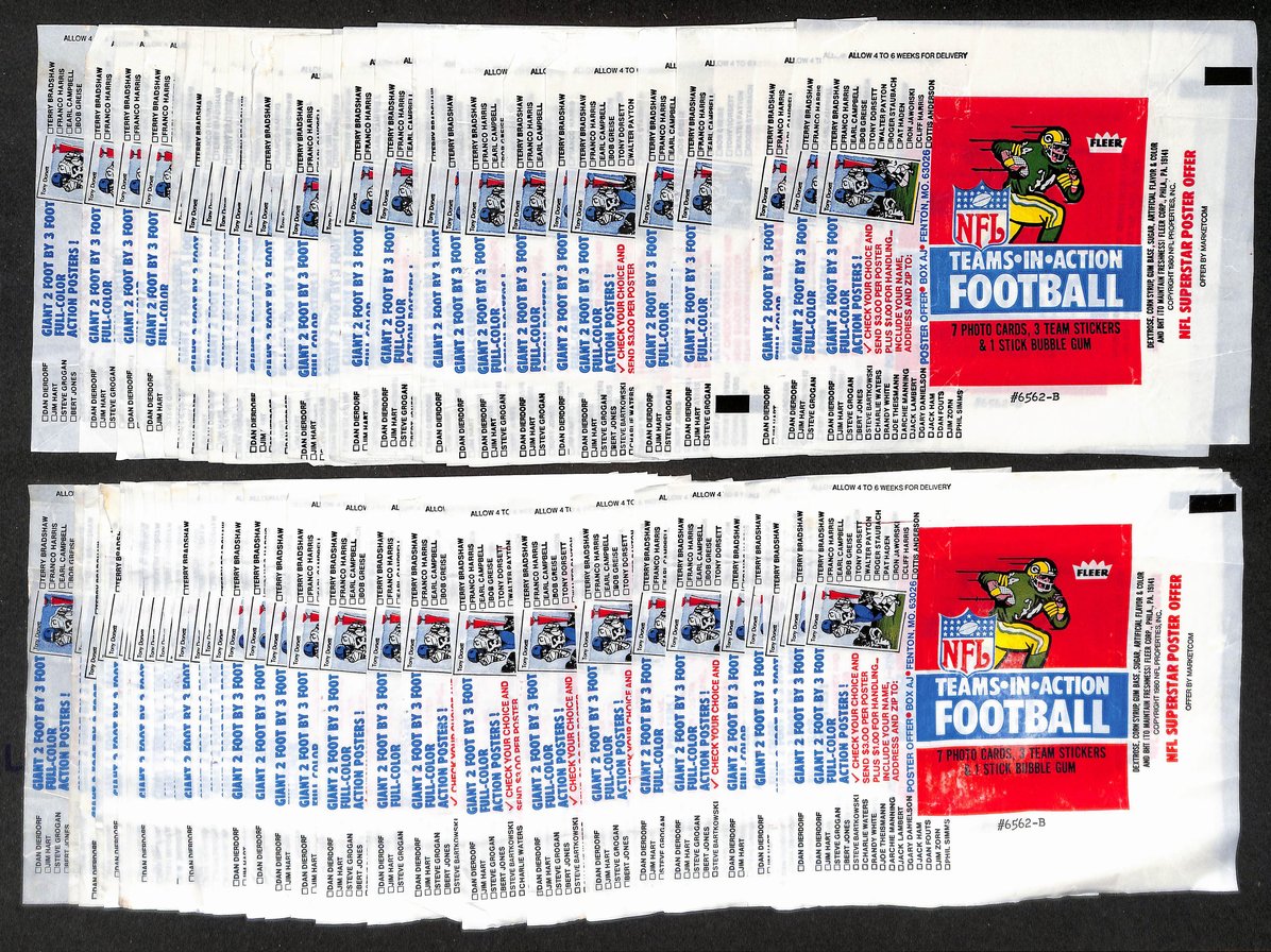 Lot of (63) 1980 Fleer NFL Football Wax Pack Wrappers 211387