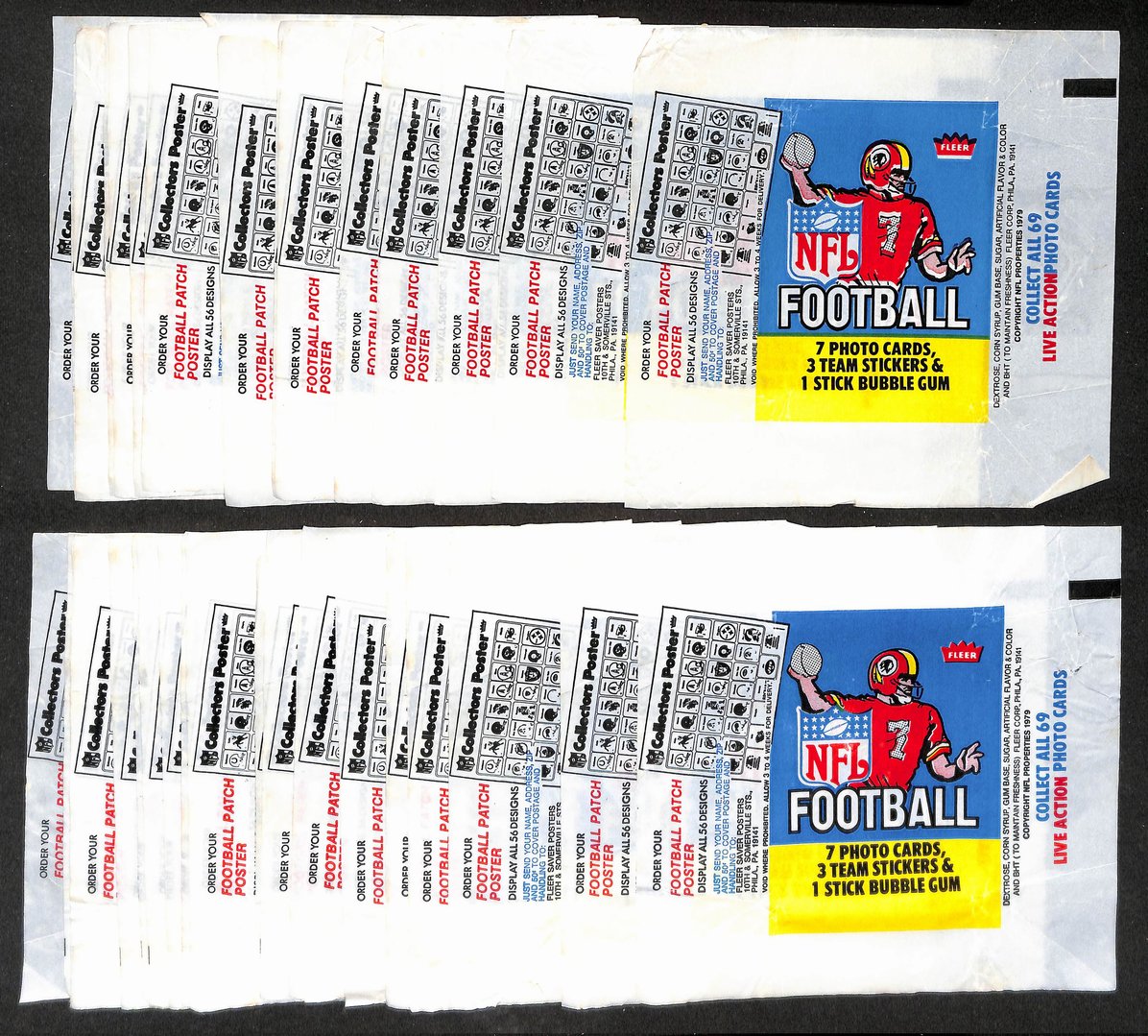 Lot of (35) 1979 Fleer NFL Football Wax Pack Wrappers 211388