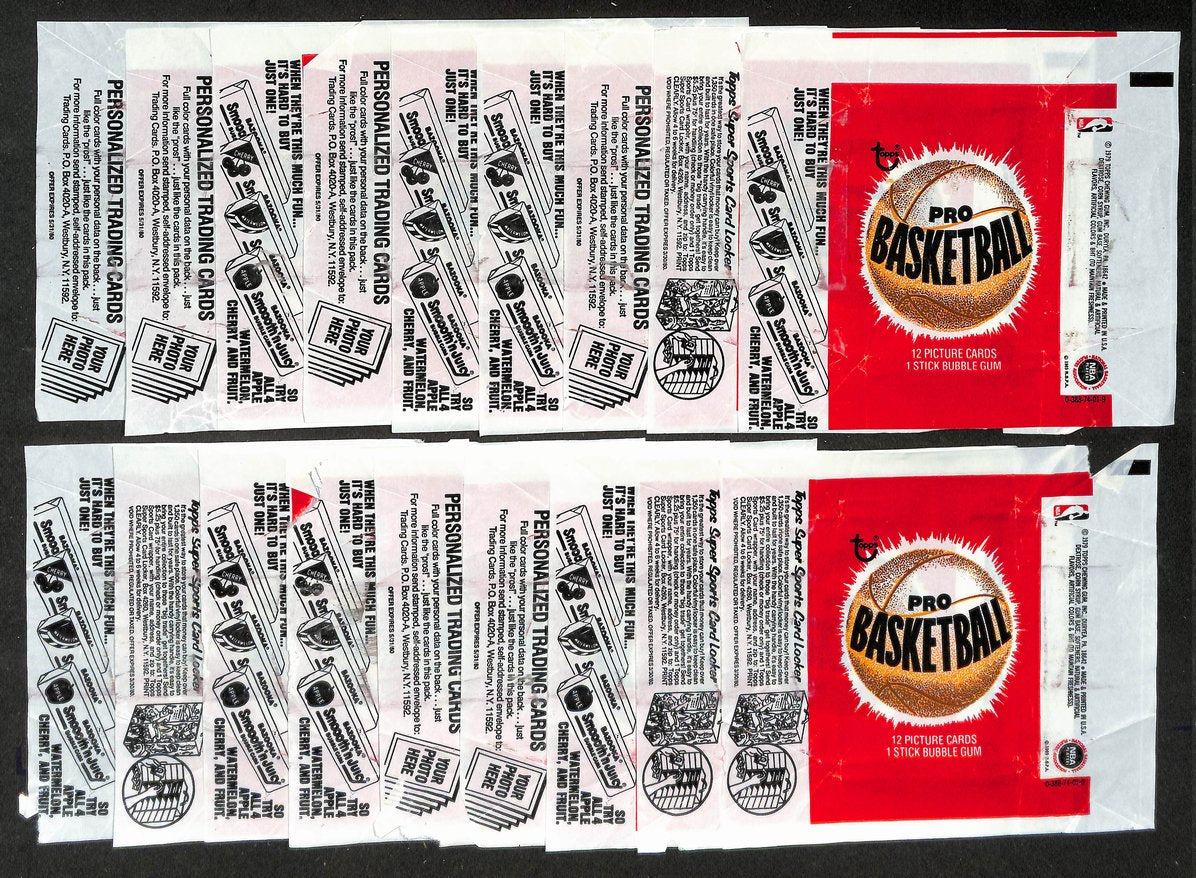 Lot of (18) 1979-1980 Topps NBA Basketball Wax Pack Wrappers English RC 211391
